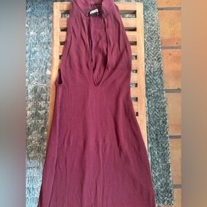 Reformation deep v ribbed midi dress